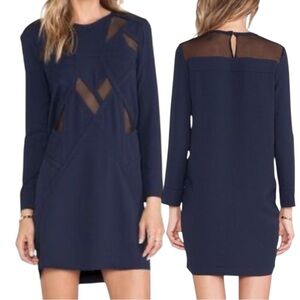 IRO Paris Silk long sleeve cocktail cutout navy party dress “Bonica” sz S